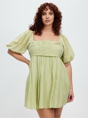 Abercrombie & Fitch Light Green Puff Sleeve Mini Dress